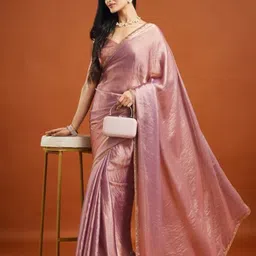 LOROFY Embellished Beads and Stones Tussar Saree image 5