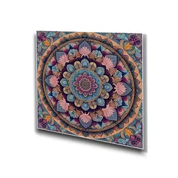 nestroots Intricate Mandala Flower Pink & Blue 4 Pieces Paintings Canvas Wall Art image 3