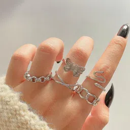 Arzonai Set Of 7 Silver Ring-picture-10