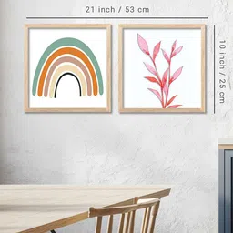 Kotart Brown & White 2 Pieces Floral & Boho Printed Wooden Wall Arts image 5