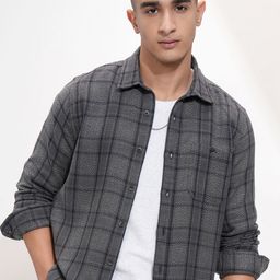 HIGHLANDER Men Spread Collar Tartan Checked Cotton Casual Shirt-picture-41