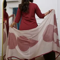 KALINI Pure Silk Embroidered Kurta Set with Cotton Dupatta Warli Ethnic Design image 3