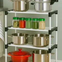 thos Multipurposar Storage Rack 4 Row Metal Open Book Shelf image 4