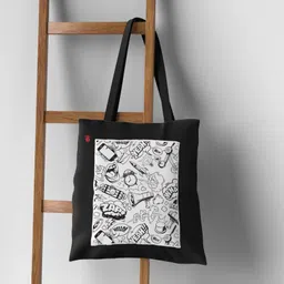 printngifts Women Black, White Tote image 4