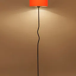 Devansh Orange-Coloured & Black Cylindrical FloorLamps WithShade image 4