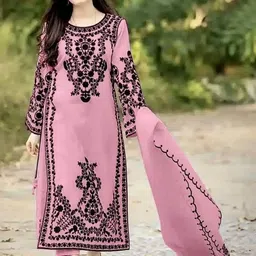 BAESD Women Ethnic Motifs Embroidered Regular Kurta with Trousers & With Dupatta-picture-14