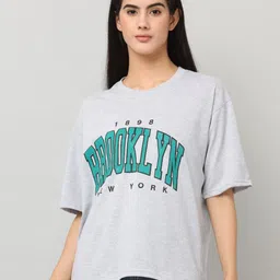 DDASPRATION Women Typography Printed Round Neck Cotton Oversized T-shirt-picture-21