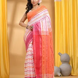 DESH BIDESH Ethnic Motifs Printed Pure Cotton Handloom Taant Saree-image-18