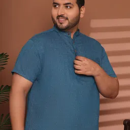 Enchanted Drapes Men Solid Cotton Straight Kurta image 5