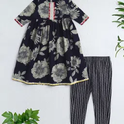 The Magic Wand Girls Floral Printed Cotton A-Line Kurta with Trousers-picture-42