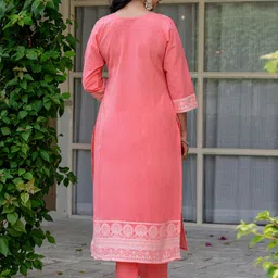 SANISA Women Pink Woven Design Cotton Blend With Dupatta image 3