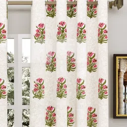 Myntra Elegant Homes Pink & White Set of 2 Ethnic Motifs Door Curtain image 3