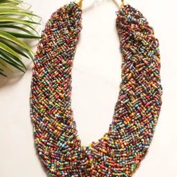 A Local Tribe Artificial Beaded Twisted Multi Statement Necklace-picture-18
