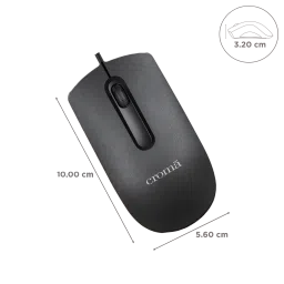 Croma Wired Optical Mouse (1200 DPI, Plug & Play, Black) image 3