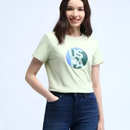 U.S. Polo Assn. Women Brand Logo Printed Round Neck Pure Cotton T-shirt-picture-35