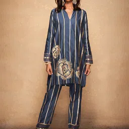 Gulabo by Abu Sandeep Women Striped Relaxed Straight Leg Slim Fit Trousers-picture-13