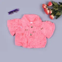 V-Mart Girls Spread Collar Self Design Cotton Casual Parka Jacket-image-33