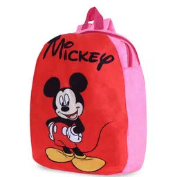 YK Kids Disney Mickey Printed Velvet 2-Compartment School Backpack image 3