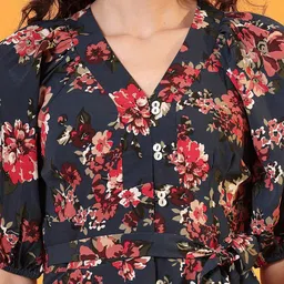 STYLECAST X KASSUALLY Floral Print Bishop Sleeve Georgette Fit & Flare Midi Dress image 5