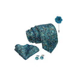 AXLON Men Paisley Tie Pocket Square Cufflink & Flower Pin Accessory Gift Set image 5