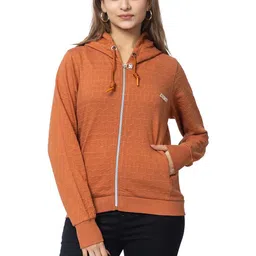 DressBerry Women Rust Hooded Sweatshirt-image-31