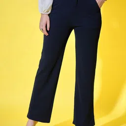 DIMPY GARMENTS Women Relaxed High-Rise Wrinkle Free Formal Trousers-image-89
