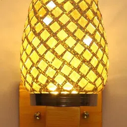 1ST TIME Pack Of 2 Gold-Toned Glass Traditional Cylinder Shaped Printed Wall Lamps image 3