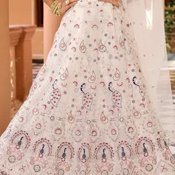 panchhi Embroidered Sequinned Semi-Stitched Lehenga & Unstitched Blouse With Dupatta image 4