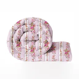 bsb home Pink & White Floral Microfiber Mild Winter 300 GSM Double Bed Comforter-image-59