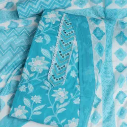 Meena Bazaar Floral Printed Mirror Work Unstitched Dress Material-picture-25