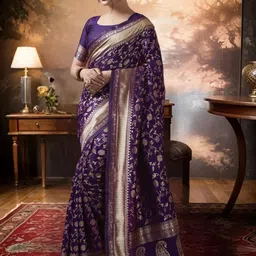 KALINI Ethnic Motifs Woven Design Zari Banarasi Saree-picture-19