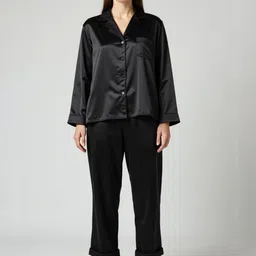 DEHMAN Women Shirt Collar Night Suit-picture-16