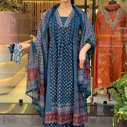 BAESD Women Ethnic Motifs Printed A-Line Kurta with Palazzos & Dupatta-picture-33