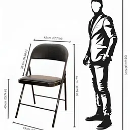 EROS 2-Pcs Black Folding Metal Dinning Chair image 3