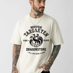 Be Crazy Men Game Of Thrones Typography Printed Round Neck Cotton Oversized T-shirt-picture-19