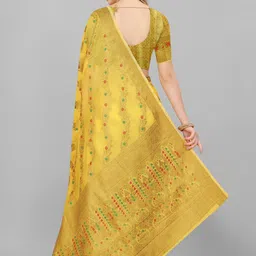 VS MALL Ethnic Motifs Zari Pure Cotton Handloom Banarasi Saree image 3