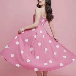 HIGH BUY Polka Dot Print Fit & Flare Midi Dress image 3