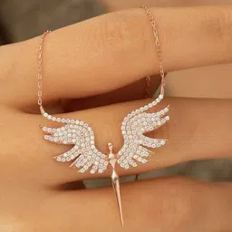 NKR GOLD Rose Gold-Plated Crystals Studded Minimal Chain image 2