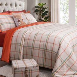 MASPAR Rust Checked Cotton 8 Piece Double King Regular Bedding Set-picture-36