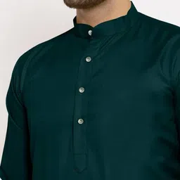 shreeram Men Green Straight Cotton Kurtas image 3