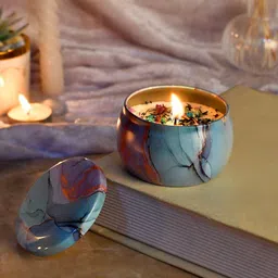 Myntra Elegant Homes Blue & Blue 1 pieces Jar Candle-image-7