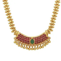 Sangria Gold-Plated Kemp Stone-Studded Necklace With Droplet Charm image 3