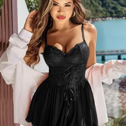 Krelin Women Shoulder Straps Net Baby Doll-picture-32