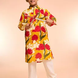 Manyavar Boys Floral Printed Kurta with Pyjama-image-57