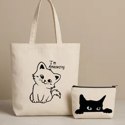 kyraa White Women Tote Eco-Friendly Canvas Tote Bag for Women | Large Cotton Bag for Daily Essentials image 1