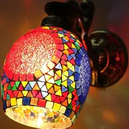 1ST TIME Multicoloured & Multicoloured Textured Metal Traditional Wall Lamp image 3