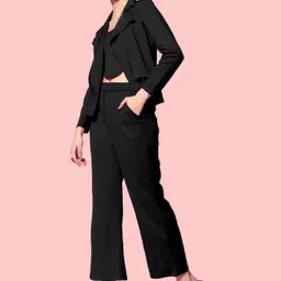 KHODI LIFESTYLE Crop Top Blazer With Trousers Co-Ords image 3