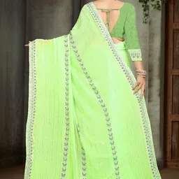 Manthan Creation Embellished Sequinned Art Silk Heavy Work Saree image 4