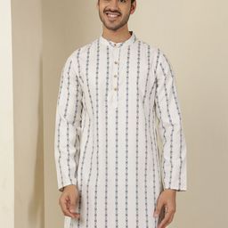 Anouk Rustic Striped Mandarin Colllar Cotton Straight Kurta-picture-37