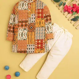 BAESD Boys Ethnic Motifs Printed Regular Kurta with Trousers-picture-10